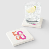 5エレガント&素晴らしい50誕生日 ストーンコースター (横)