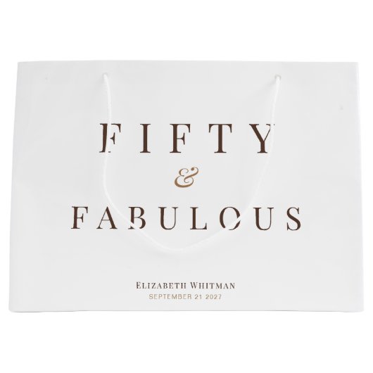 5エレガント&素晴らしい50誕生日 ラージペーパーバッグ (正面)