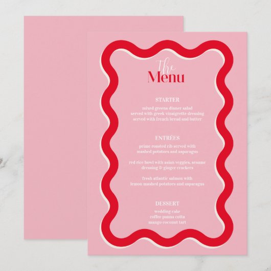 5エレガント x7結婚"のテーブルメニューカードフラットメニュー メニュー (正面/裏面)