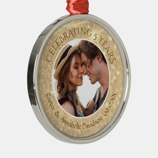 5カスタム周年記念 |金ゴールドSparkle写真 メタルオーナメント (右)