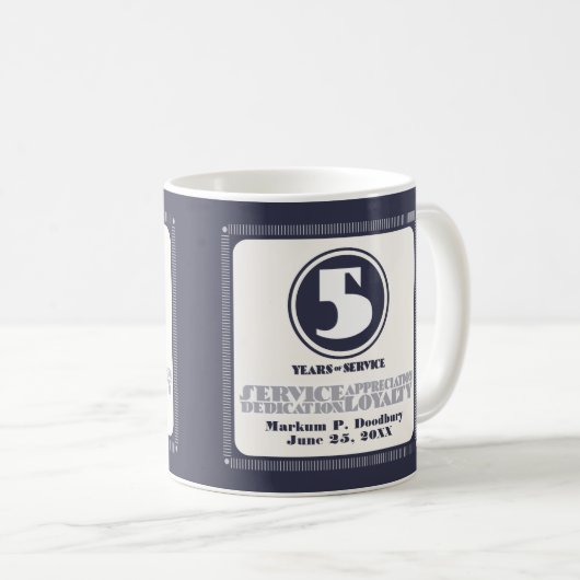 5カスタム年間の勤続年数 コーヒーマグカップ (正面右)