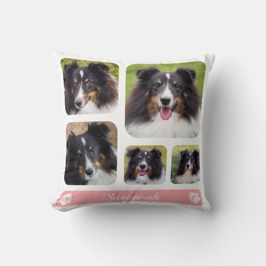 5カスタム枚のフォトコラージュテンプレート(ピンク色) クッション (正面)