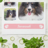 5カスタム枚の写真テンプレートをピンク色でコラージュ キッチンタオル (折り畳み)