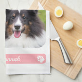 5カスタム枚の写真テンプレートをピンク色でコラージュ キッチンタオル (四つ折り)