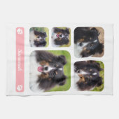 5カスタム枚の写真テンプレートをピンク色でコラージュ キッチンタオル (横)