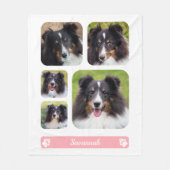 5カスタム枚の写真テンプレートをピンク色でコラージュ フリースブランケット (正面)