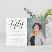 5カスタム歳の写真モダン50th Birthday Party 招待状 (スタンド正面)