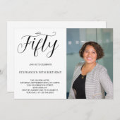 5カスタム歳の写真モダン50th Birthday Party 招待状 (正面/裏面)