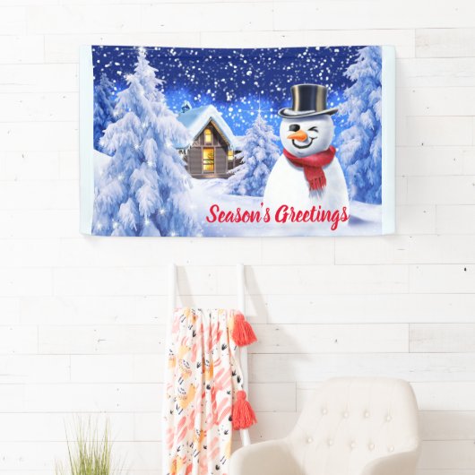 5カスタム' x 3'クリスマスビニールバナー雪のシーン 横断幕 (インサイチュ)