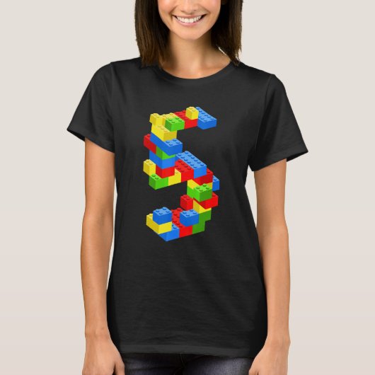 5カッコいい番目の誕生日建物ブロック5歳の少年 Tシャツ (正面)