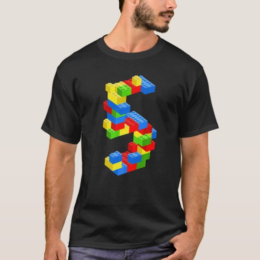 5カッコいい番目の誕生日建物ブロック5歳の少年 Tシャツ (正面)