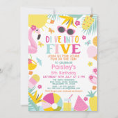 5カラフル誕生日へのプールパーティーダイビング 招待状 (正面)