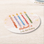 5キャンドルキッズ5誕生日 ラウンドペーパーコースター (アングル)