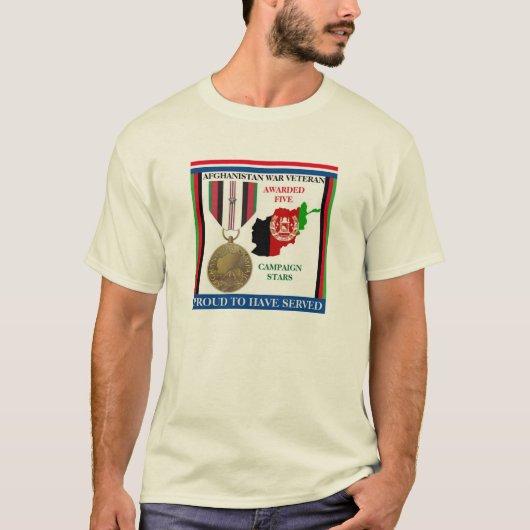 5キャンペーンスターアフガニスタン戦争退役軍人 Tシャツ (正面)