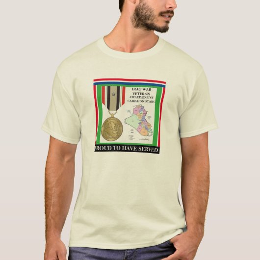 5キャンペーンスターイラク戦争退役軍人 Tシャツ (正面)