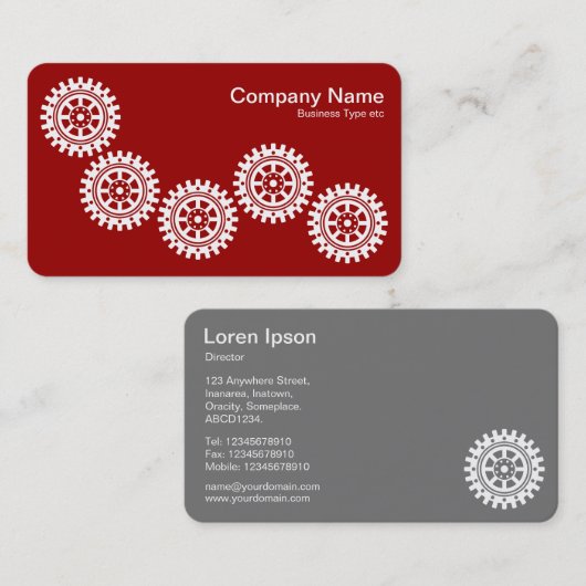 5ギアII - White on Ruby Red - Gray Back 名刺 (正面/裏面)