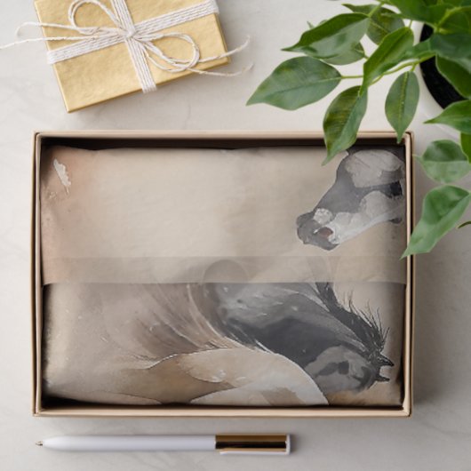 "5ギャロッピングの口ひげ"ほこりっぽい西の水の色 薄葉紙 (ギフト)