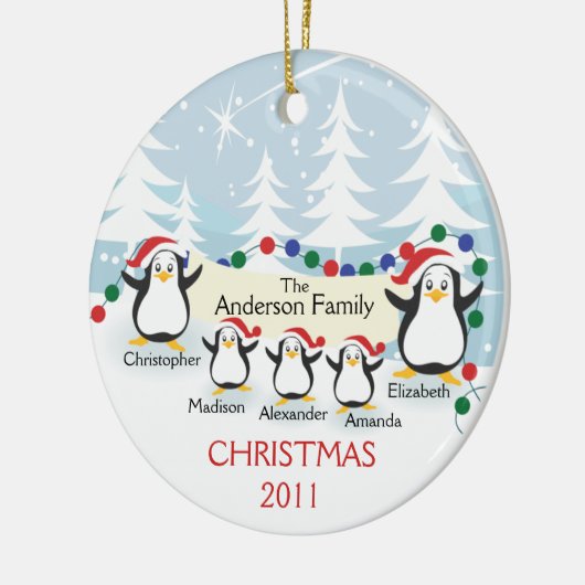 5クリスマスのオーナメントのかわいいペンギンの系列 セラミックオーナメント (左)