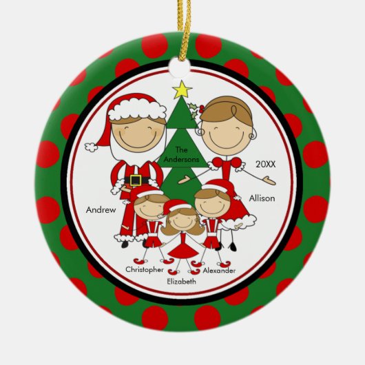 5クリスマスのオーナメントのかわいい棒の姿の系列 セラミックオーナメント (正面)