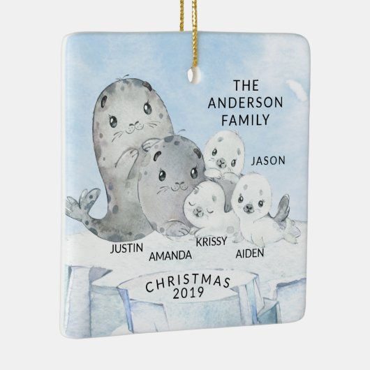 5クリスマスのシールファミリー家族 セラミックオーナメント (右)