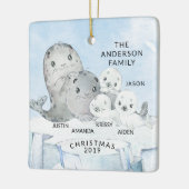 5クリスマスのシールファミリー家族 セラミックオーナメント (左)