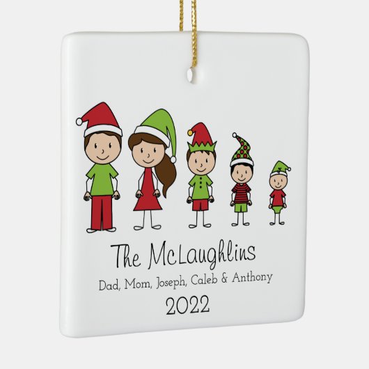 5クリスマスの家族パーソナライズされた セラミックオーナメント (右)