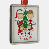 5クリスマスオーナメントのかわいいスティックフィギュア家族 メタルオーナメント (右)