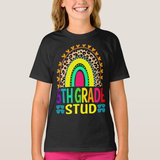 5グレードスタッドレインボーヒョウ新学期 Tシャツ (正面)