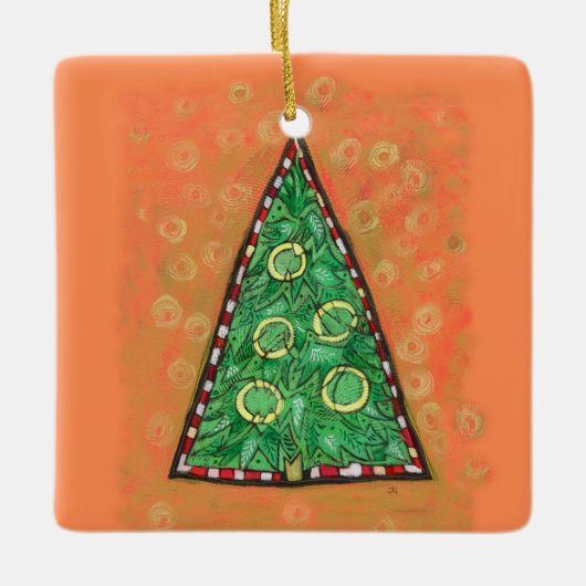 5ゴールデンリングや輪クリスマス飾り セラミックオーナメント (正面)