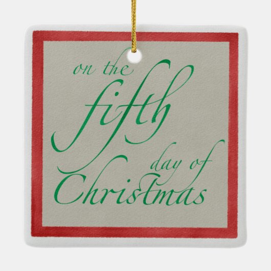 5ゴールデンリングや輪スクエアクリスマスオーナメント セラミックオーナメント (裏面)