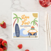 5サーフブルー5thバースデーパーティーナプキにダイブイン スタンダードカクテルナプキン (インサイチュ)