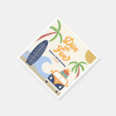 5サーフブルー5thバースデーパーティーナプキにダイブイン スタンダードカクテルナプキン (角)