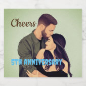 5シンプル周年記念結婚フォトワインラベル スパークリングワインラベル (シングルラベル)