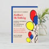 5シンプル歳の誕生日招待状バルーン少年 招待状 (スタンド正面)