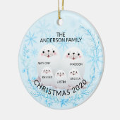 5シールのクリスマスのかわいい冬の家族 セラミックオーナメント (左)