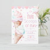 5スクープのおもしろいアイスクリーム5歳の誕生日 招待状 (スタンド正面)