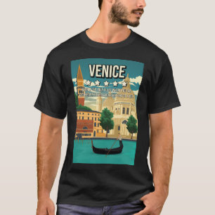 5スターおもしろいヴェネツィアイタリアミニマルレトロトラベルポス Tシャツ