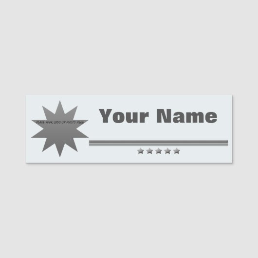 5スターシルバー文字プロフェッショナル名タグ 名札 (正面)