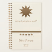 5スターブラッシュド金ゴールド&クリームプロフェッショナル プランナー手帳 (正面)