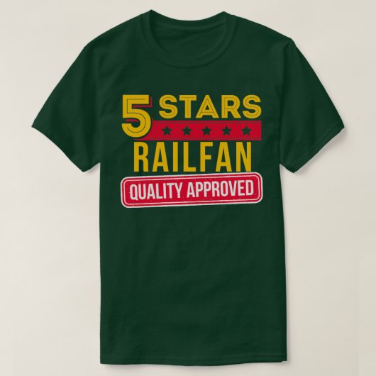 5スターレイルファン列車バフアンプ鉄道愛好家 Tシャツ (デザイン正面)