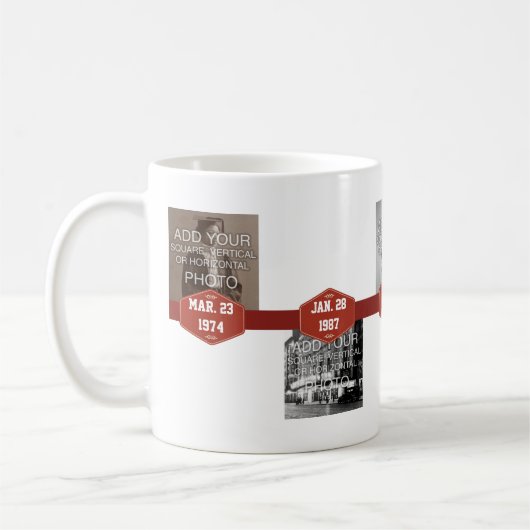 5ステップ分岐点のマイル標石のマグのタイムライン コーヒーマグカップ (左)