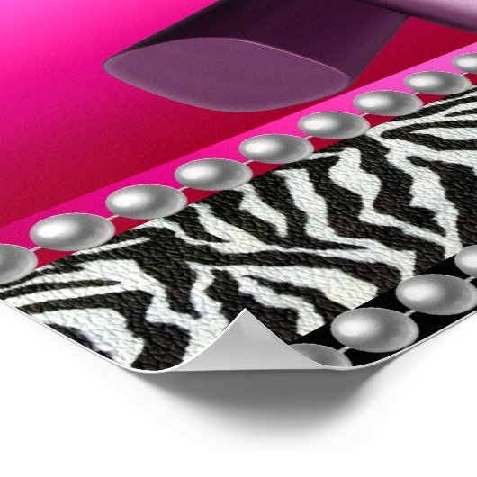 5ステファニーバナーホットピンクゼブラヒョウ ポスター (角)