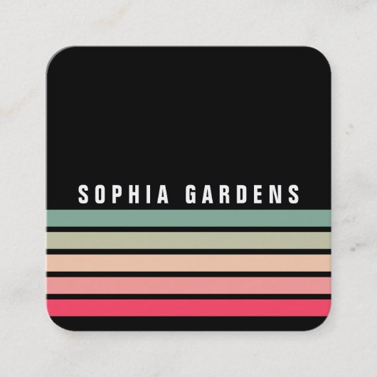 5ストライプ色 – 色01 – 黒 スクエア名刺 (正面)