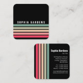 5ストライプ色 – 色01 – 黒 スクエア名刺 (正面/裏面)