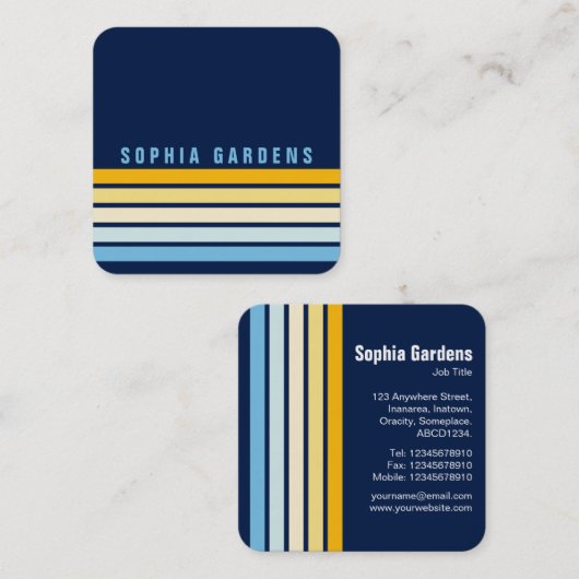 5ストライプ色 – 色02 スクエア名刺 (正面/裏面)
