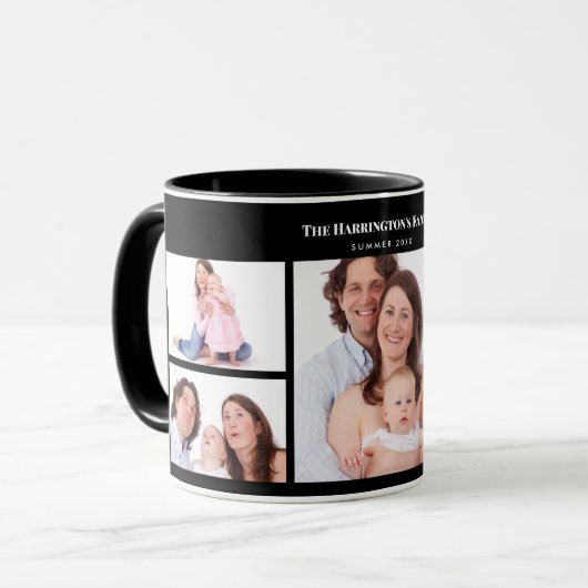 5セクションカスタムフォトフォトシンプルエレガントブラックフレーム マグカップ (正面左)
