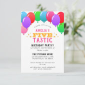 5タスティック5誕生日バルーンバナーピンク 招待状 (スタンド正面)