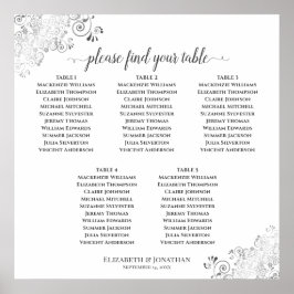 5テーブルシンプル結婚の座席表シルバーフリル ポスター
