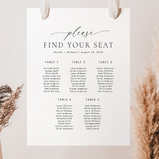 5テーブル席の座席表を見つける ポスター