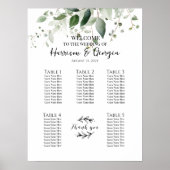 5テーブル緑のエレガントな結婚式の座席表 ポスター (正面)